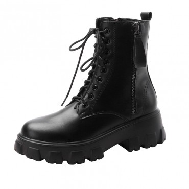 Newest Fashion Autumn Winter Leather Snow Boots Women Shoes Warm Vintage Classic Female Military Female Motorcycle Booties